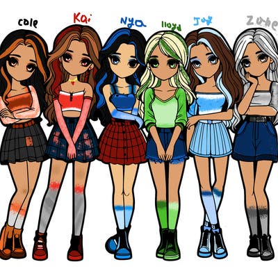 a group of girls realistic