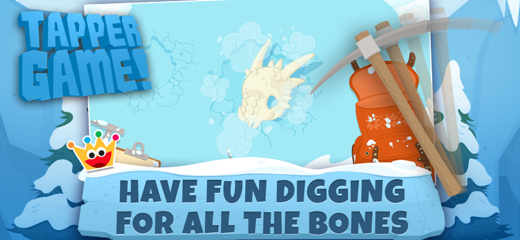 子供向け骨掘りタッパーゲームで氷の中から掘り出された恐竜の頭蓋骨