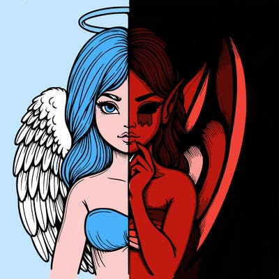 realistic angel half demon