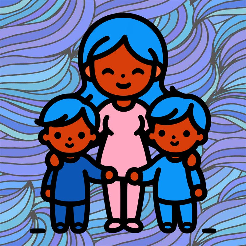 mom and two kids