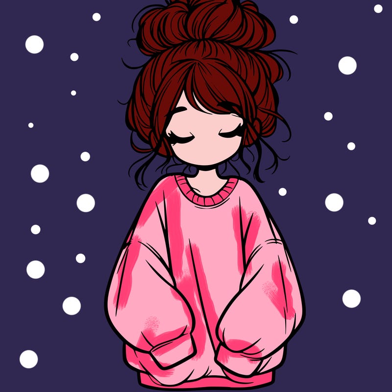 girl with baggy sweatshirt and messy bun