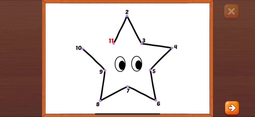 Atividade de conectar os pontos para desenhar uma estrela para crianças