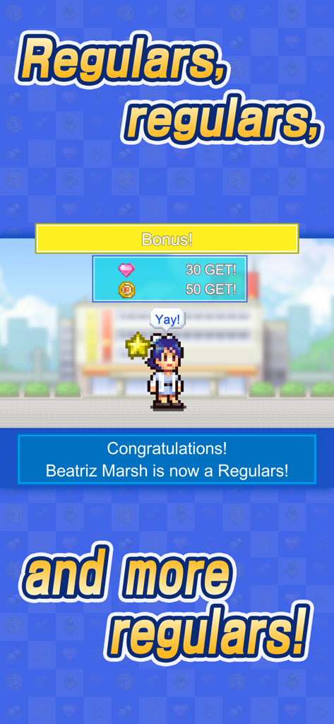 Beatriz Marsh becomes a regular customer in Mega Mall Story 2 pixel art management game.