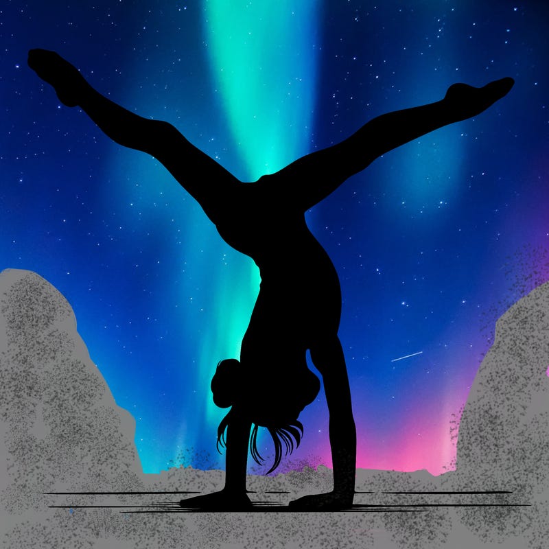 realistic gymnastic hand stand girl in four splits