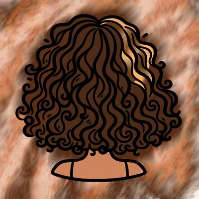 back of a girls head with curly hair