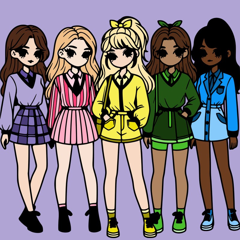 preppy aesthetic realistic girl group