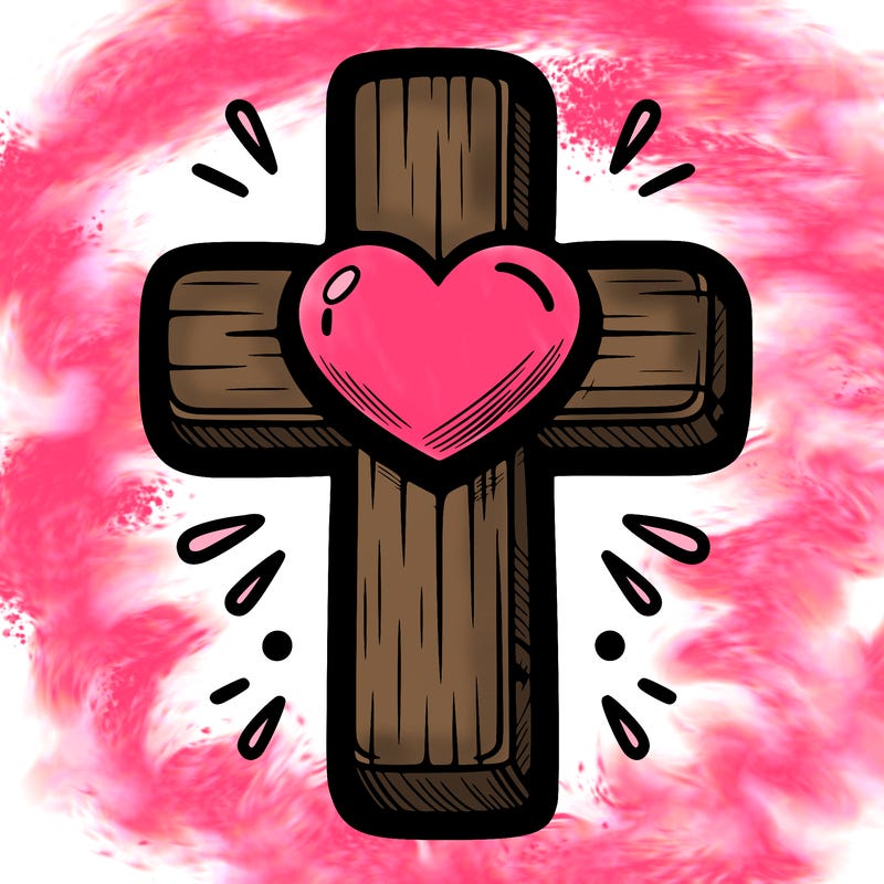 christian cross with heart