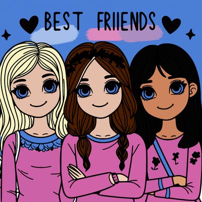 three girls best friends