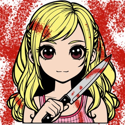realistic girl holding a knife