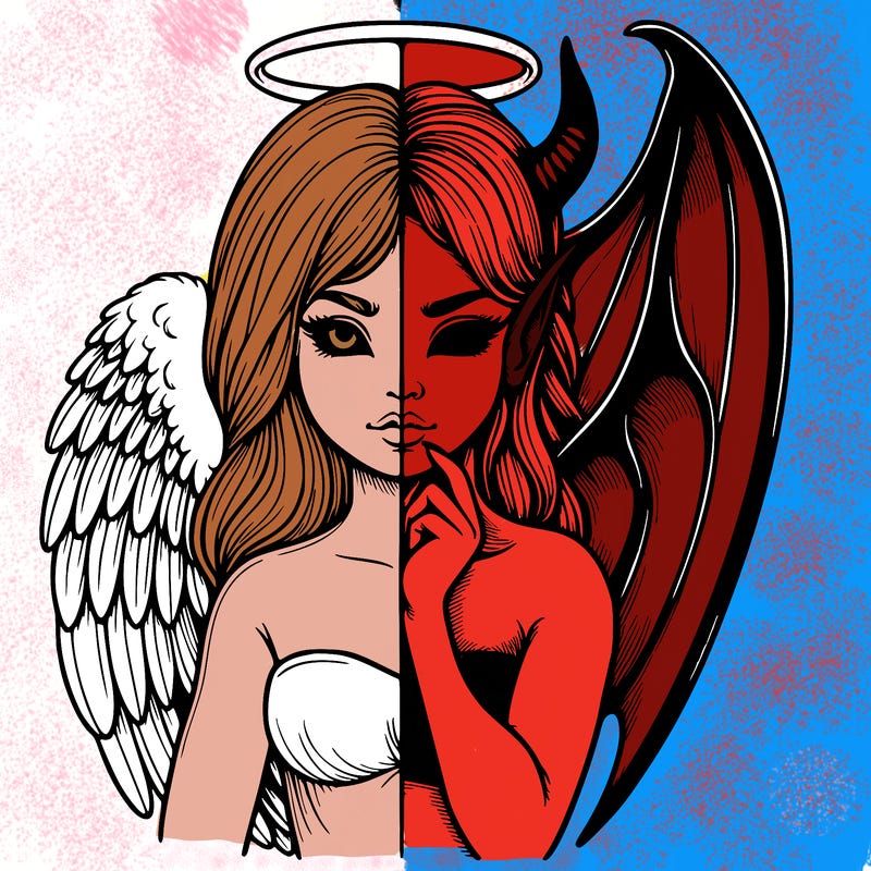 realistic angel half demon