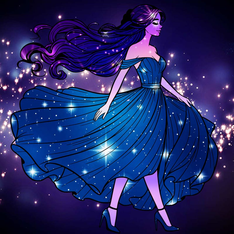 realistic woman in a dress flowing in the wind