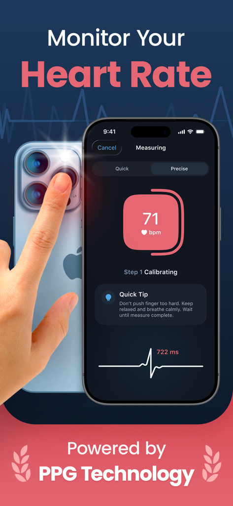 Measuring heart rate with Heartica app using the phone camera