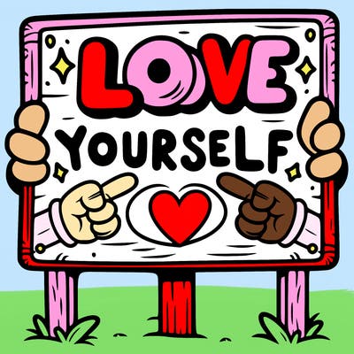 a sign where it is written: love yourself