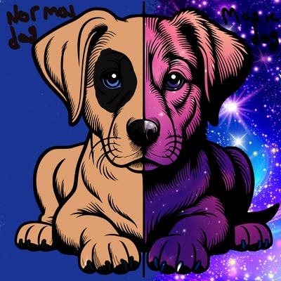 realistic dog split picture