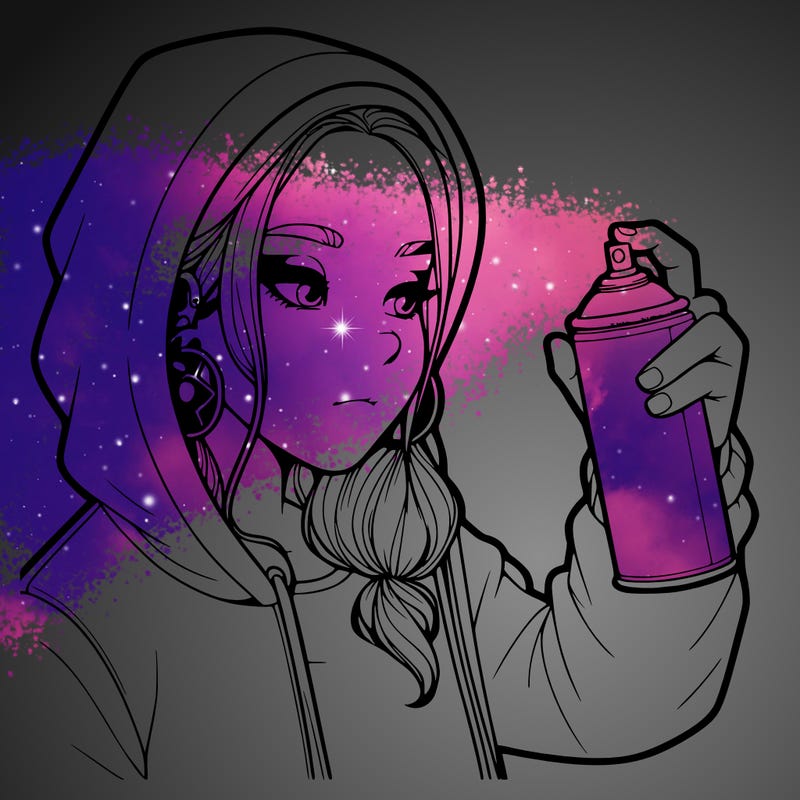 a realistic girl, spray painting