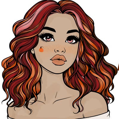 realistic girl with wavy hair and lips