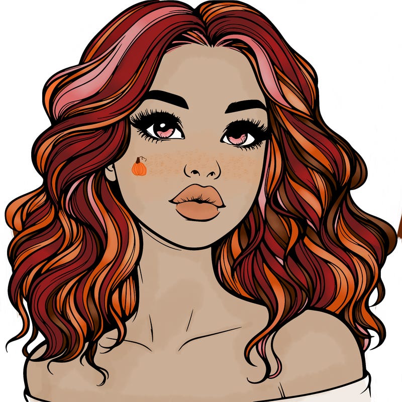 realistic girl with wavy hair and lips