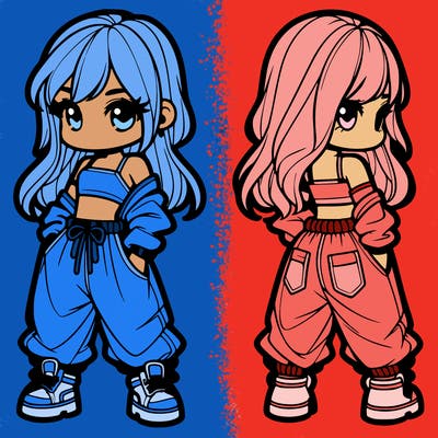 girl in crop top and baggy pants