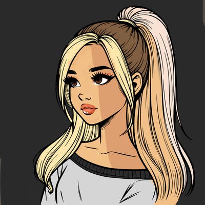 realistic girl with a high ponytail