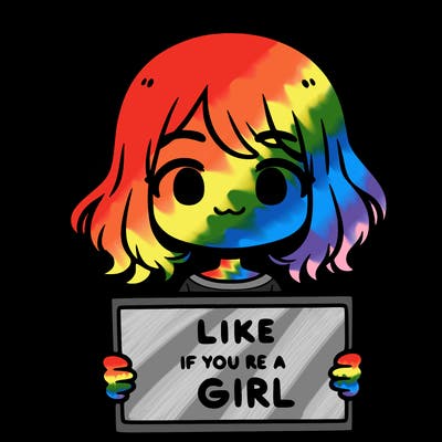 a cute girl holding a sign that says like if you’re a girl