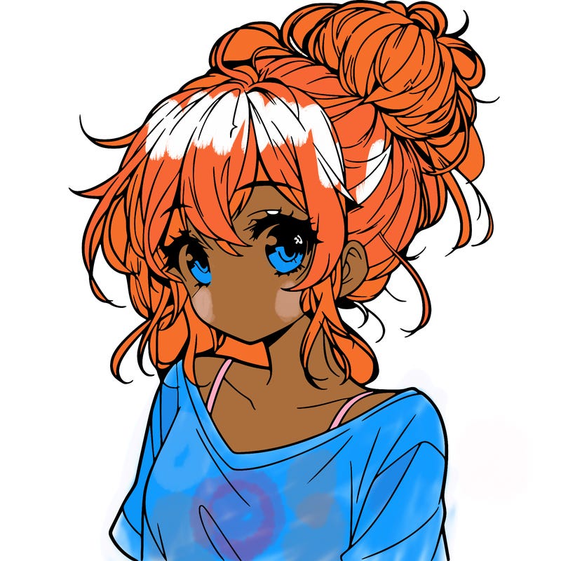 a beautiful anime girl with a messy bun