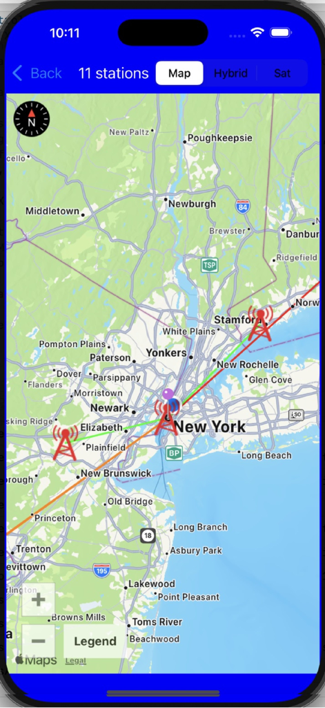 RCA Signal Finder - RCA Signal Finder map interface showing TV broadcast tower locations and signal paths