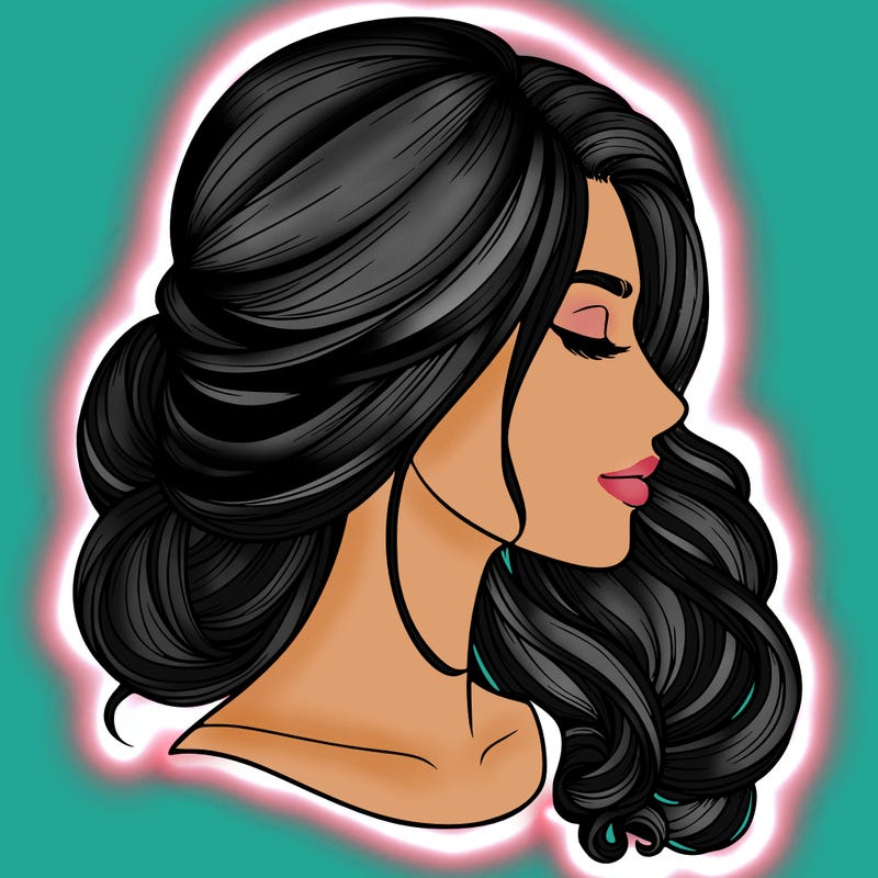 realistic woman's head & hair