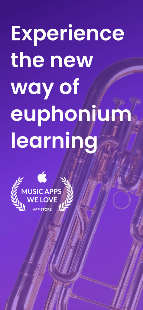 Learn euphonium with tonestro app intro screen featuring Apple recognition