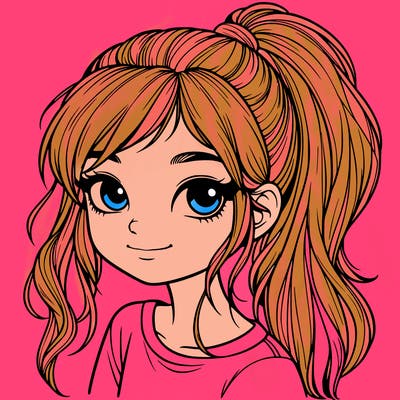 realistic girl with ponytail