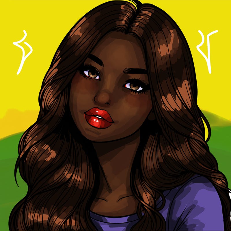 realistic girl with hair on her hair and lips