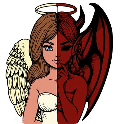 realistic angel half demon