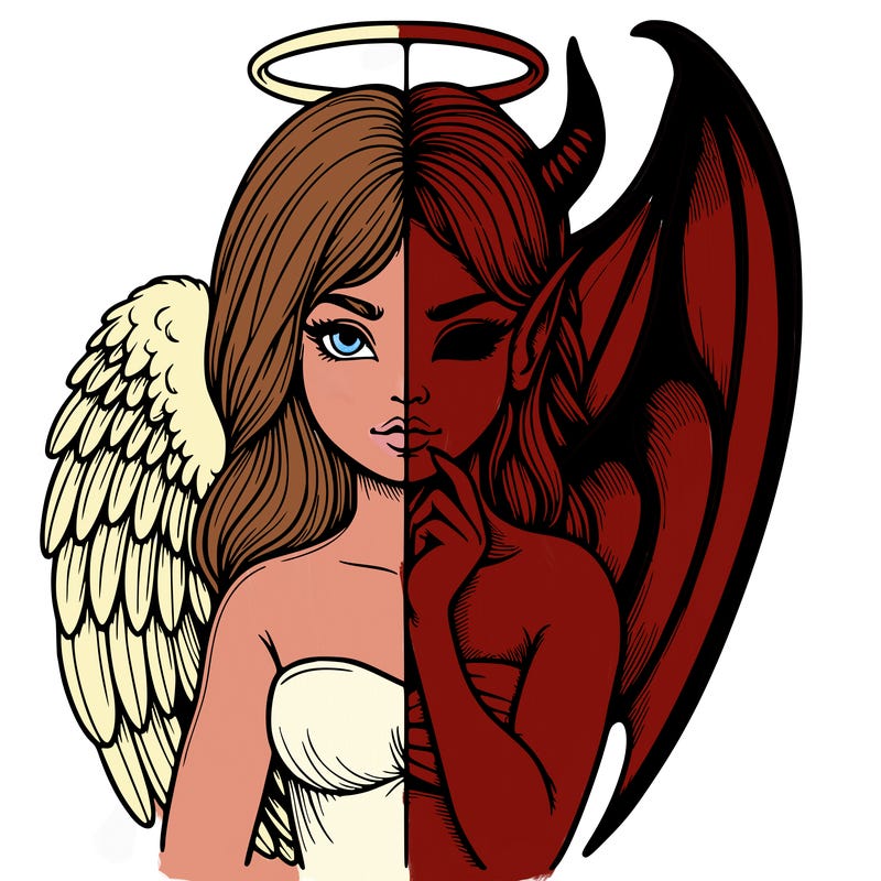 realistic angel half demon