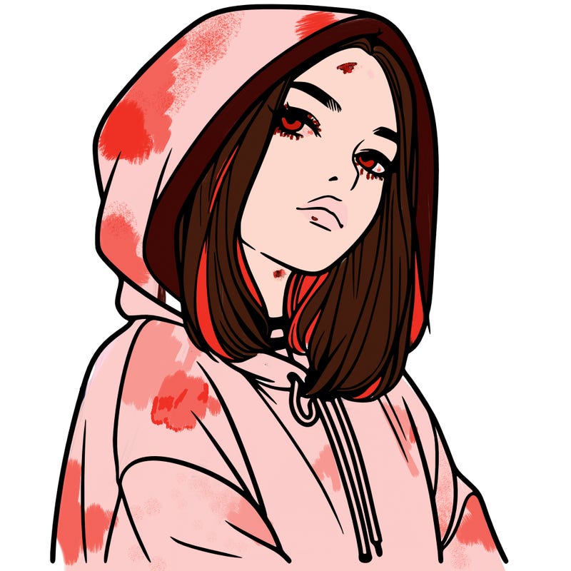 a realistic girl in a hoodie
