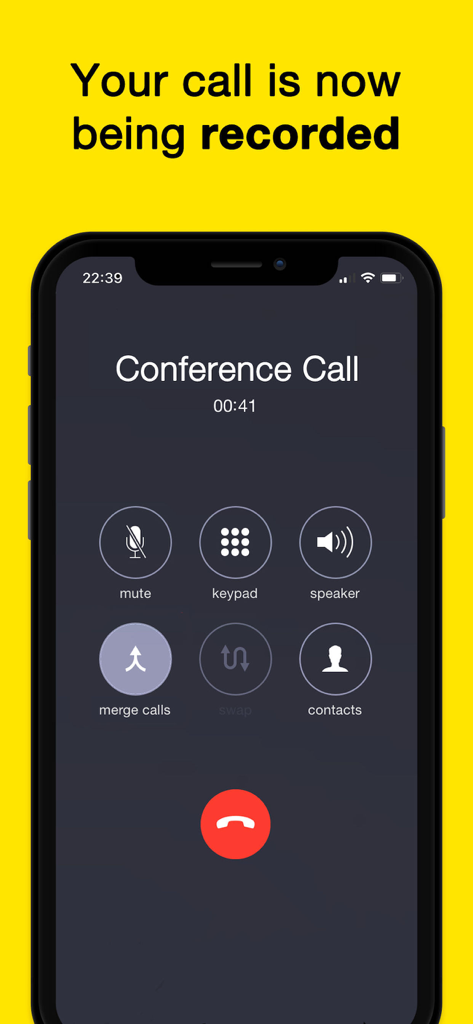 Pantalla de smartphone que muestra una llamada telefónica en curso de grabación utilizando la interfaz de la aplicación Grabador de Llamadas