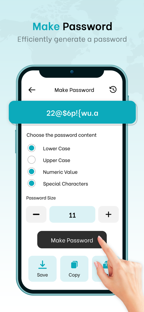 Router Admin Control - Interface for generating a secure password with custom character options and length selection
