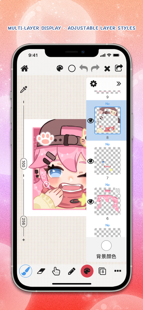 Pw Drawing Pad App zeigt Mehrebenen-Anzeige und digitale Charakterkunst