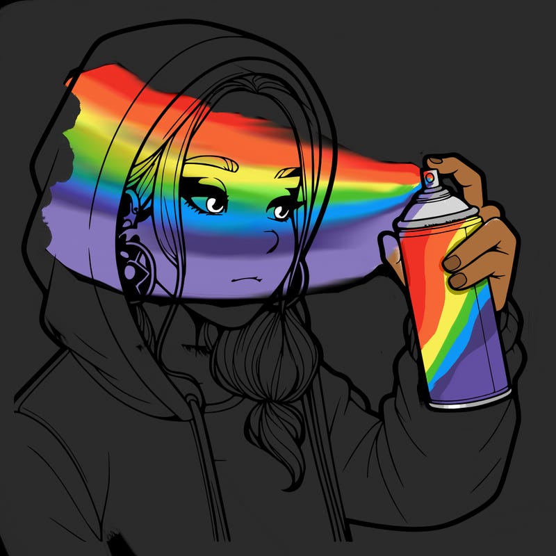 a realistic girl, spray painting