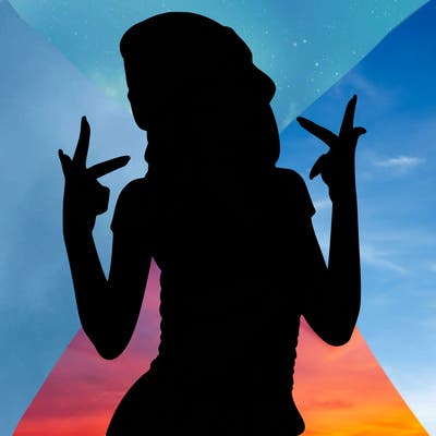 realistic teenage girl with braids and a beanie and crop top doing 🫶🏼