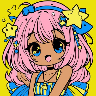 cute anime girl with star accessories