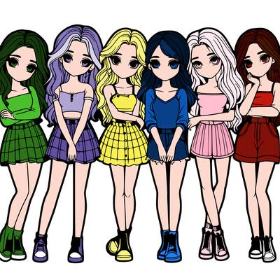 a group of girls realistic