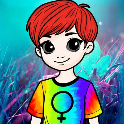 girl with pixie cut and feminist shirt