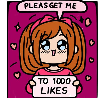 a girl saying please get me to 100 likes