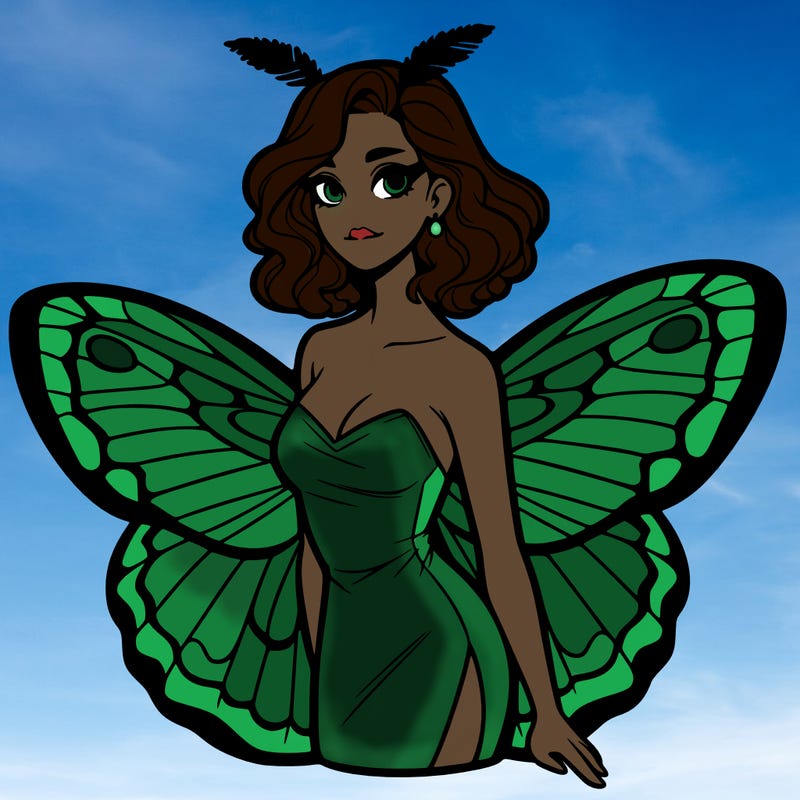 woman with moth wings