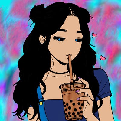 aesthetic realistic girl with boba
