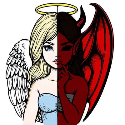 realistic angel half demon