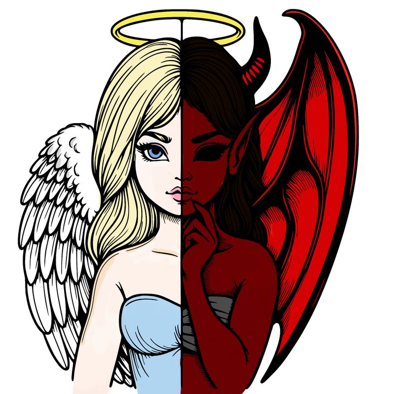 realistic angel half demon