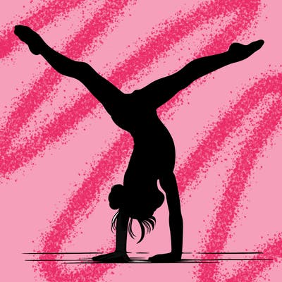realistic gymnastic hand stand girl in four splits
