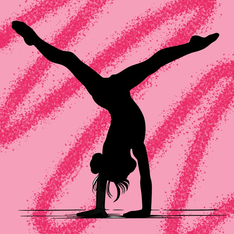 realistic gymnastic hand stand girl in four splits