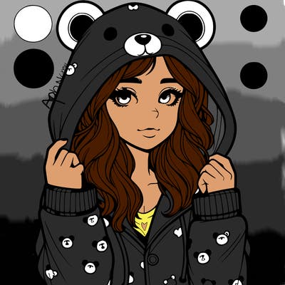 realistic girl in a animal pjs hoodie