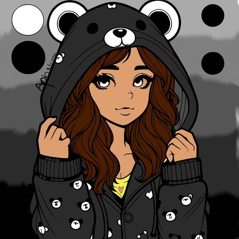 realistic girl in a animal pjs hoodie